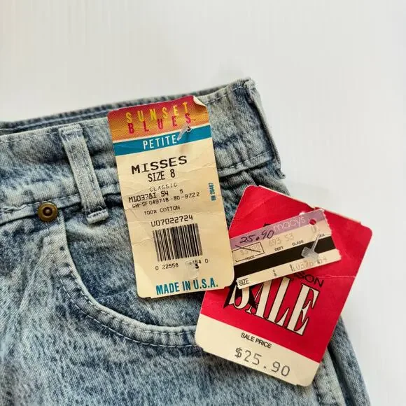 VTG 80s NWT High Rise Acid Wash Jeans Women's 8 Petite Americana USA Deadstock - Picture 11 of 15